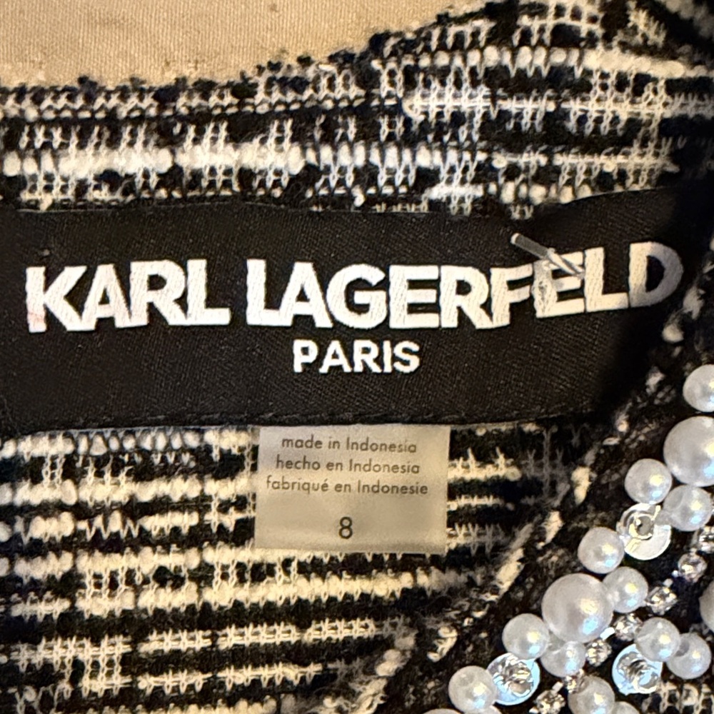 Karl Lagerfeld Lovely Black & White Tweed Dress NWOT Sz 8 - Picture 5 of 5